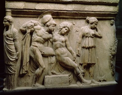 Greek Sarcophagus with a Scene Showing the Battle of the Amazons, c.350BC by Unbekannt Unbekannt